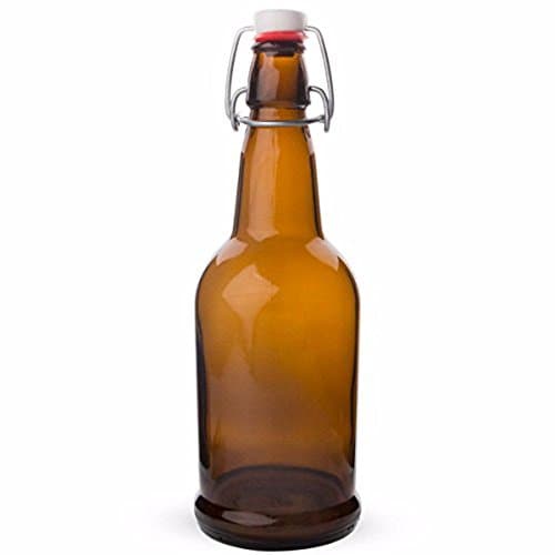 EZ Cap Swing Top Bottles, Amber Glass, 16 oz (Case of 12)