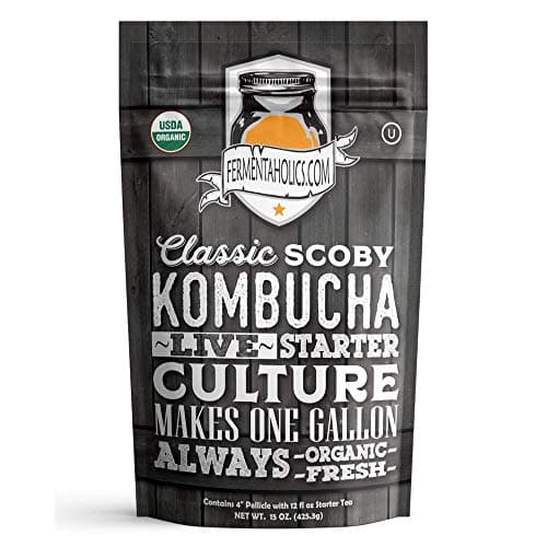 Fermentaholics Organic Kombucha SCOBY with 12 fl oz Starter Tea